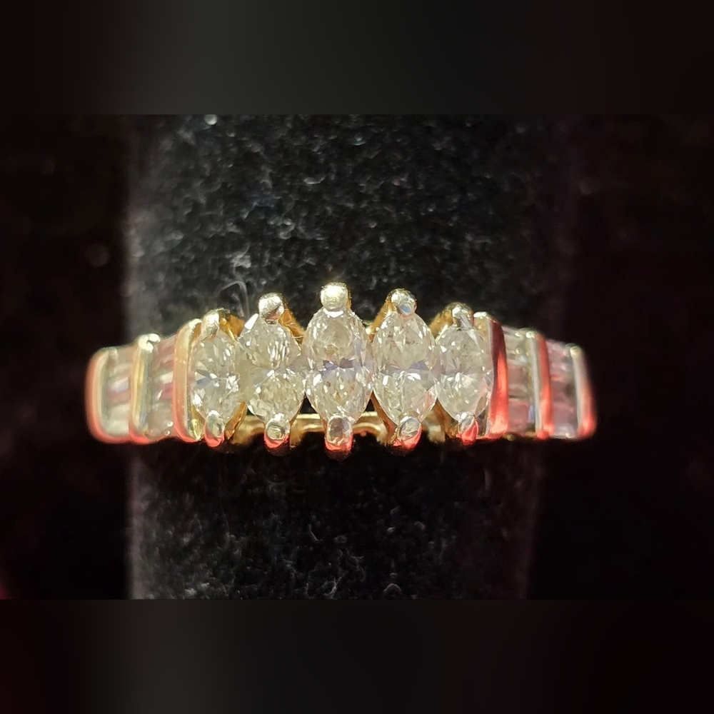 14K Yellow Gold Marquise Diamond Ring